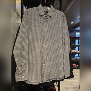 Boss Men's Black and White Striped Shirt